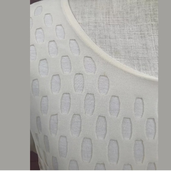 Neiman Marcus Dress Cream With Laser Cut Outs - Picture 3 of 5